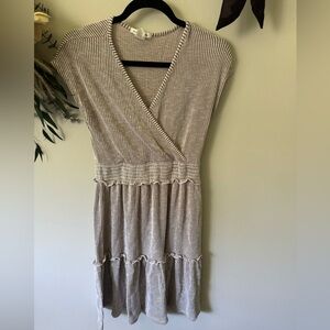 Brown and white striped dress, size small